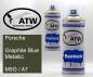Preview: Porsche, Graphite Blue Metallic, M5G / A7: 400ml Sprühdose + 400ml Klarlack - Set, von ATW Autoteile West.